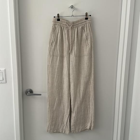 EUC Athleta Retreat Linen Mid Rise Wide Leg Pant XXS Undyed - Picture 2 of 5